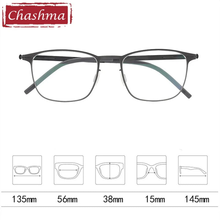 Chashma Ottica Unisex Full Rim Square Titanium Eyeglasses 401 Full Rim Chashma Ottica
