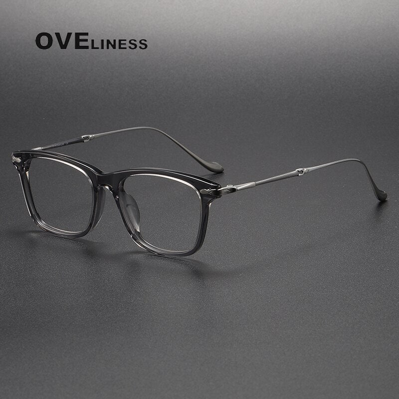 Oveliness Unisex Full Rim Square Acetate Titanium Eyeglasses M2049 Full Rim Oveliness