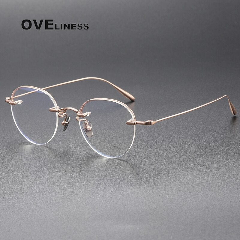 Oveliness Unisex Rimless Oval Titanium Eyeglasses 611 Rimless Oveliness rose gold  