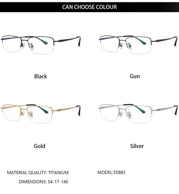 CCspace Women's Semi Rim Square Hand Crafted Titanium Eyeglasses 55883 Semi Rim CCspace