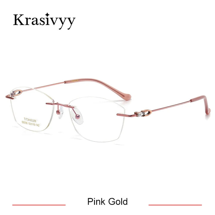Krasivyy Women's Rimless Oval Square Titanium Eyeglasses 36006