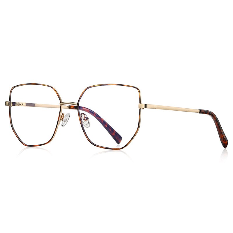 CCspace Unisex Full Rim Irregular Square Alloy Eyeglasses 56272 Full Rim CCspace C2LeopardGold