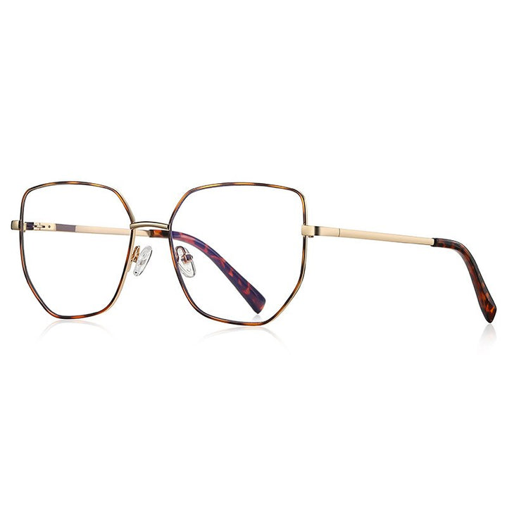 CCspace Unisex Full Rim Irregular Square Alloy Eyeglasses 56272 Full Rim CCspace C2LeopardGold