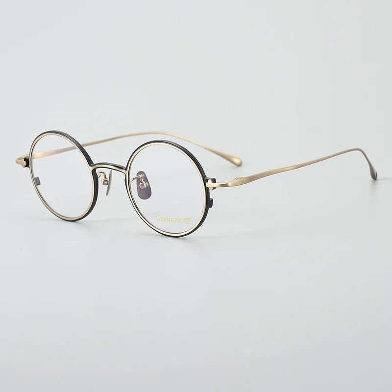 Black Mask Unisex Full Rim Round Titanium Eyeglasses 634142