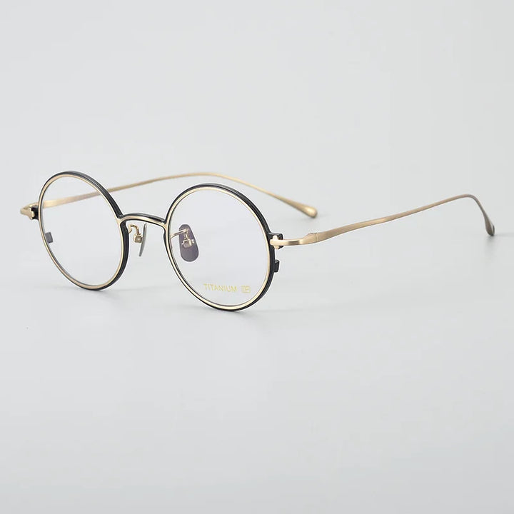 Black Mask Unisex Full Rim Round Titanium Eyeglasses 634142