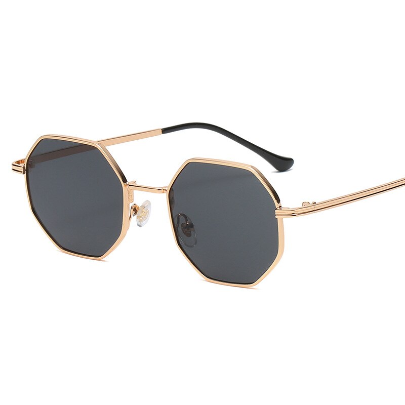 Zirosat Unisex Full Rim Polygon Alloy Uv400 Sunglasses Db59 Sunglasses Zirosat black golden