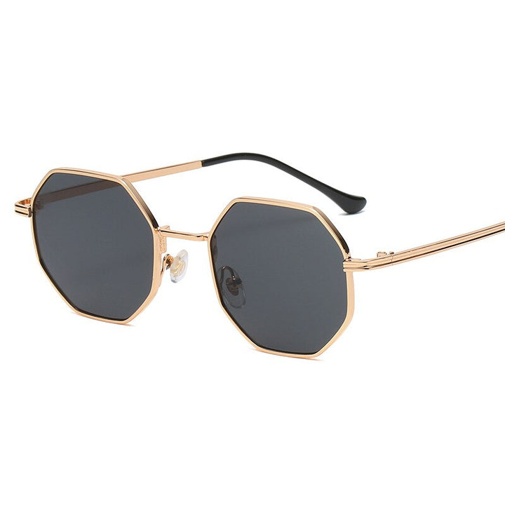 Zirosat Unisex Full Rim Polygon Alloy Uv400 Sunglasses Db59 Sunglasses Zirosat black golden