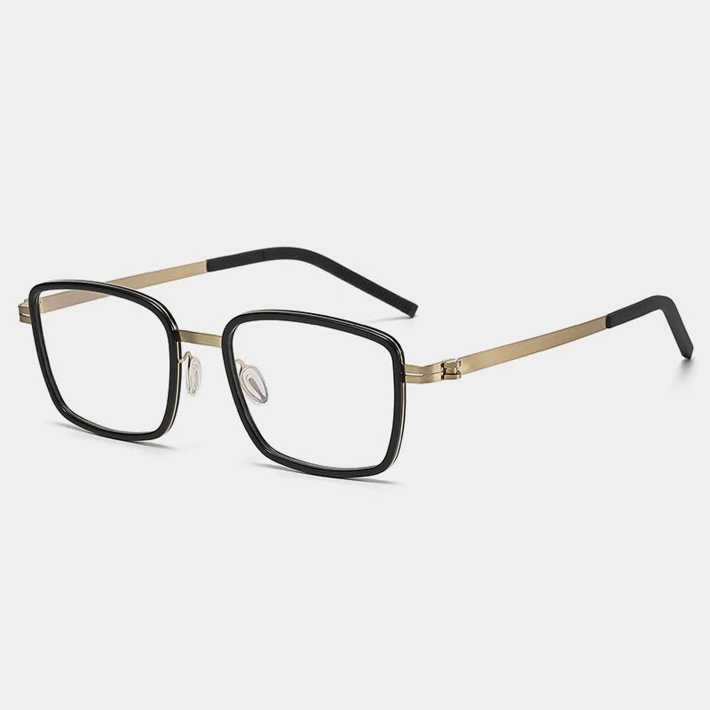 Gatenac Mens Full Rim Square Acetate Eyeglasses Gxyj-1186 Full Rim Gatenac Black Gold