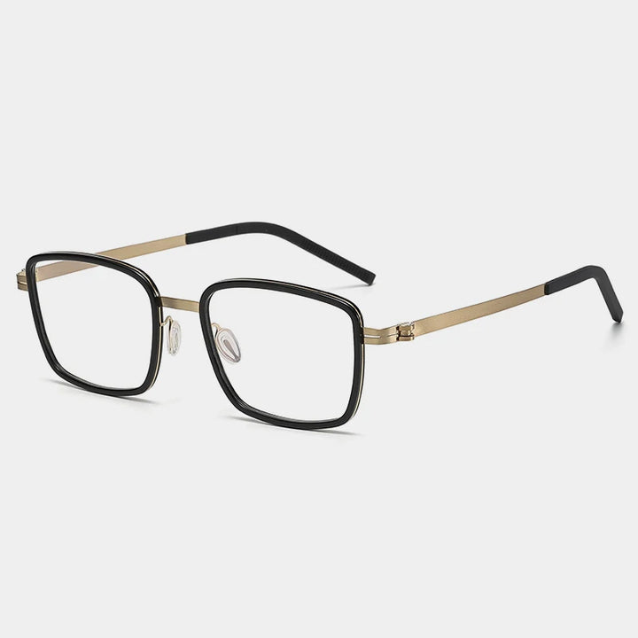 Gatenac Mens Full Rim Square Acetate Eyeglasses Gxyj-1186 Full Rim Gatenac Black Gold