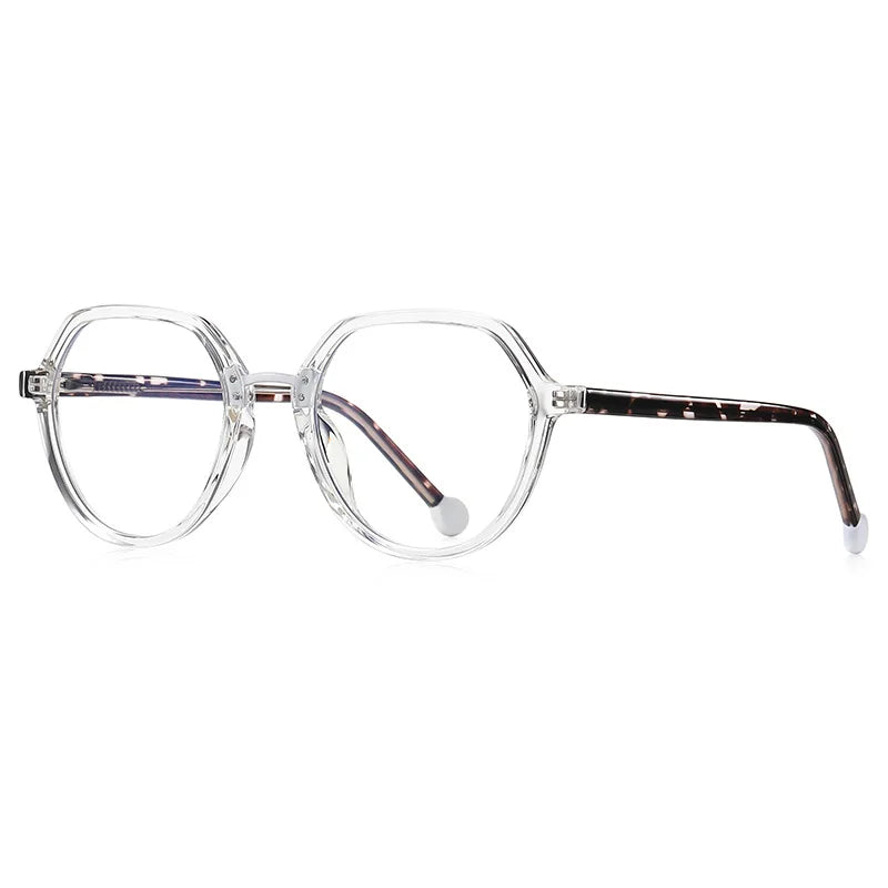 CCspace Unisex Full Rim Flat Top Round Tr 90 Titanium Eyeglasses 57322 Full Rim CCspace Clear