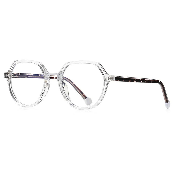 CCspace Unisex Full Rim Flat Top Round Tr 90 Titanium Eyeglasses 57322 Full Rim CCspace Clear