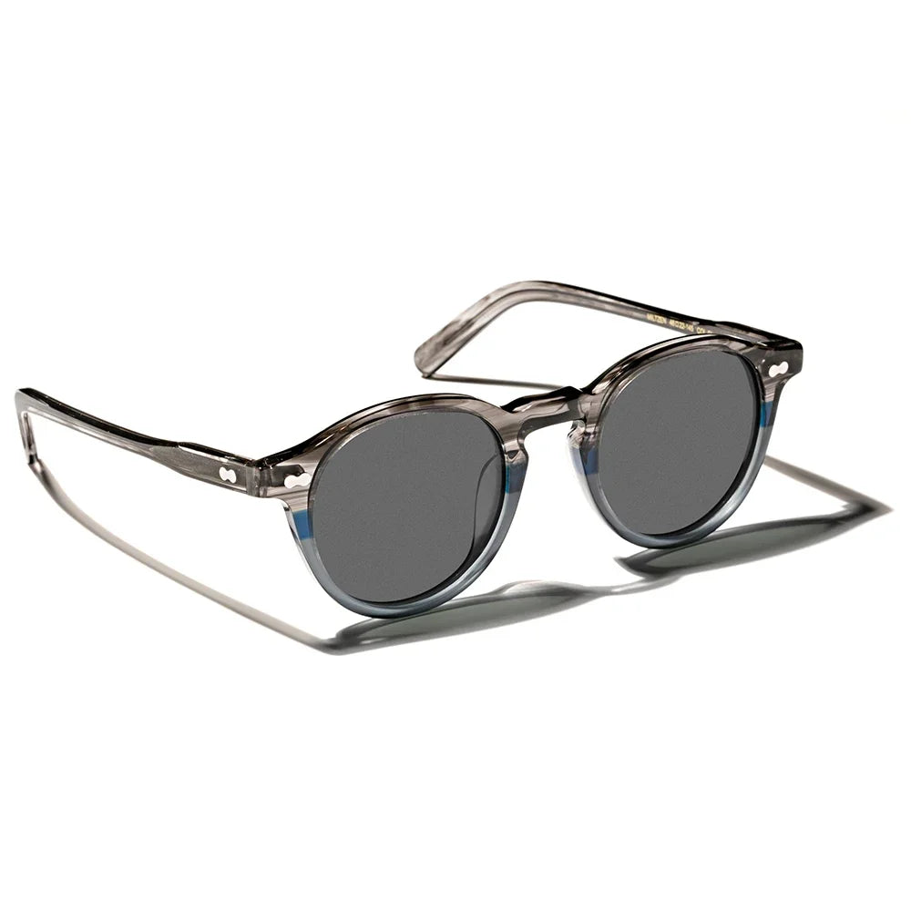 Hewei Unisex Full Rim Round Acetate Polarized Sunglasses 5166 Sunglasses Hewei grey-grey Other 