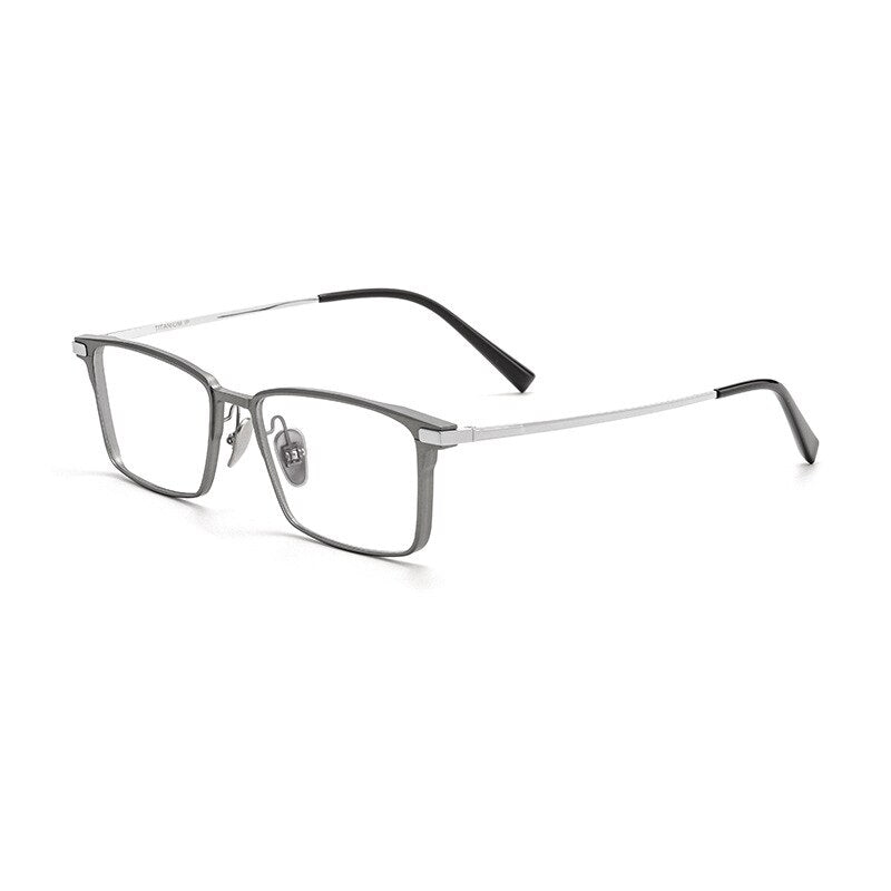 Yimaruili Men's Full Rim Square Aluminum Magnesium Titanium Eyeglasses L8925m Full Rim Yimaruili Eyeglasses Gun Silver  