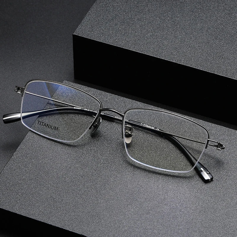 Oveliness Unisex Semi Rim Square Screwless Titanium Eyeglasses 80923 Semi Rim Oveliness   