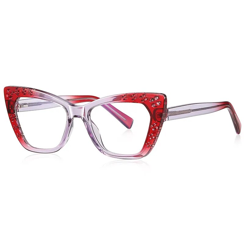 CCspace Women's Full Rim Cat Eye Tr 90 Titanium Reading Glasses R57000 Reading Glasses CCspace C4Red 0