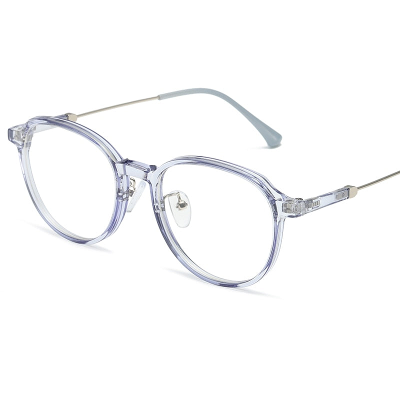 Reven Jate Unisex Full Rim Flat Top Round Polycarbonate Alloy Eyeglasses 81288 Full Rim Reven Jate C5