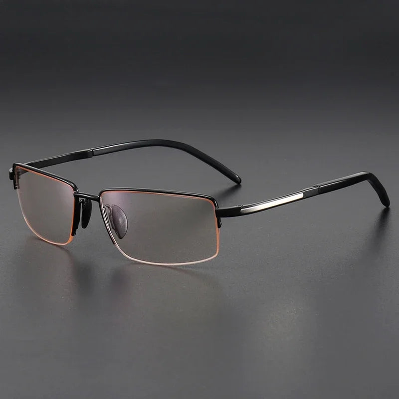 Aror Men's Semi Rim Polygon Square Brow Line Titanium Eyeglasses 68499