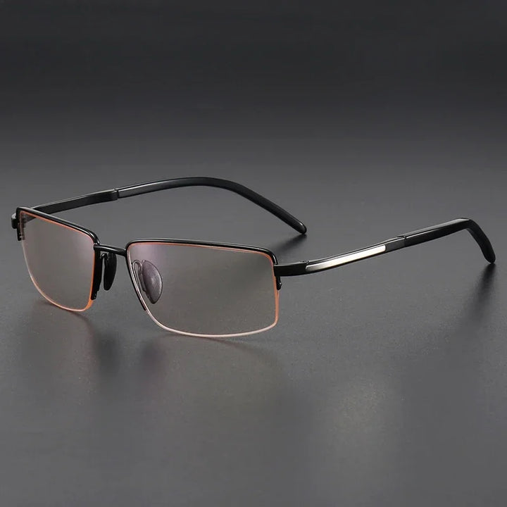 Aror Men's Semi Rim Polygon Square Brow Line Titanium Eyeglasses 68499