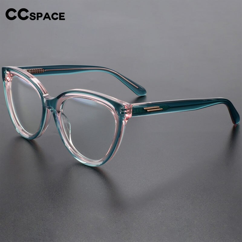 CCspace Unisex Full Rim Square Cat Eye Acetate Eyeglasses 56240 Full Rim CCspace