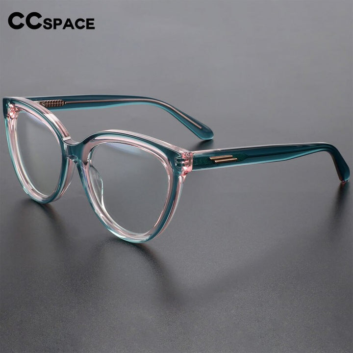CCspace Unisex Full Rim Square Cat Eye Acetate Eyeglasses 56240 Full Rim CCspace
