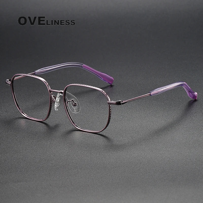 Oveliness Unisex Full Rim Square Titanium Eyeglasses 80940 Full Rim Oveliness purple