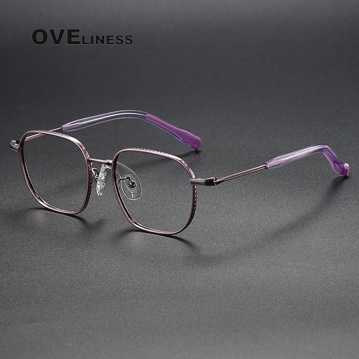 Oveliness Unisex Full Rim Square Titanium Eyeglasses 80940 Full Rim Oveliness purple