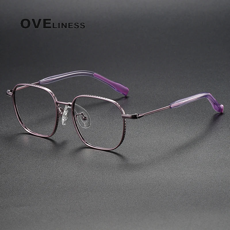 Oveliness Unisex Full Rim Square Titanium Eyeglasses 80940 Full Rim Oveliness purple  