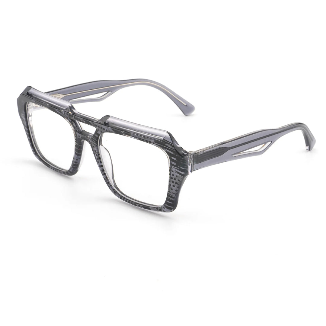 Hewie Unisex Full Rim Square Double Bridge Acetate Eyeglasses 923091
