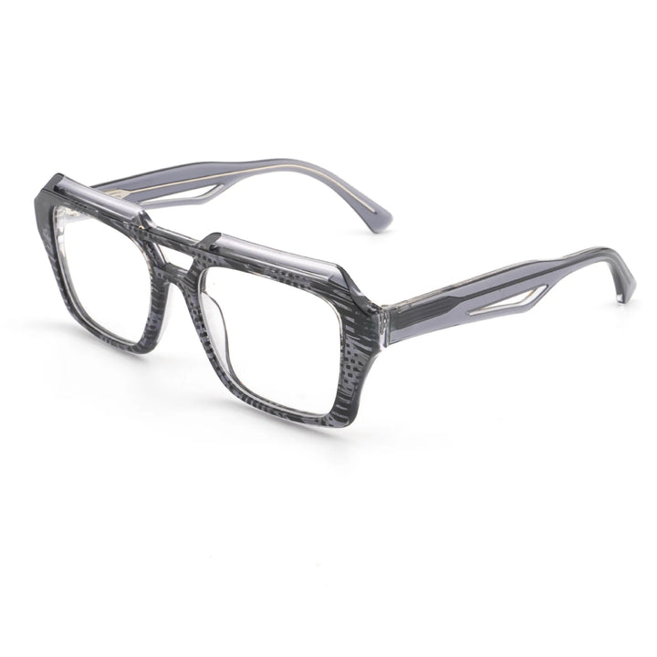 Hewie Unisex Full Rim Square Double Bridge Acetate Eyeglasses 923091
