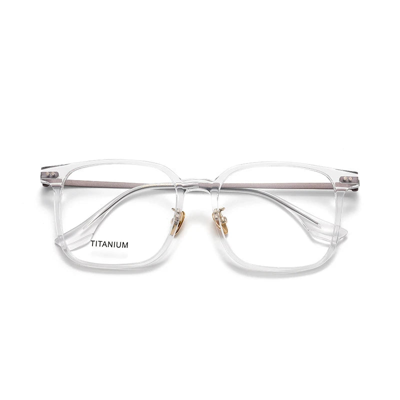 Aror Unisex Full Rim Square Acetate Titanium Eyeglasses 84296 Full Rim Aror transparent