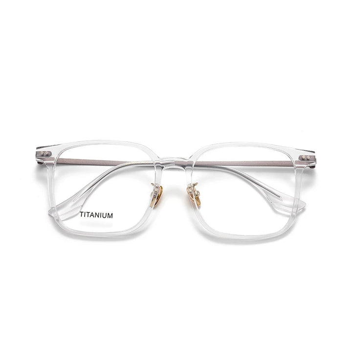 Aror Unisex Full Rim Square Acetate Titanium Eyeglasses 84296 Full Rim Aror transparent