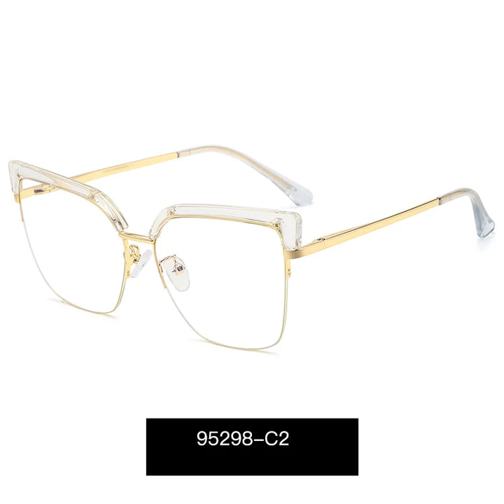 Handoer Women's Semi Rim Oval Cat Eye Tr 90 Alloy Eyeglasses 95298