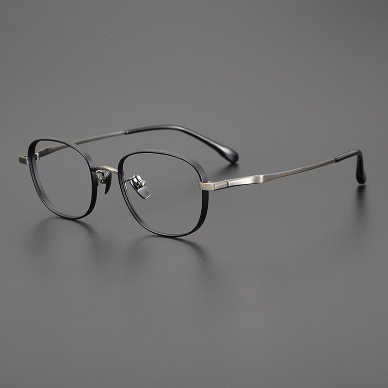 Gatenac Unisex Full Rim Small Square Titanium Eyeglasses Gxyj1025 Full Rim Gatenac Black Gun