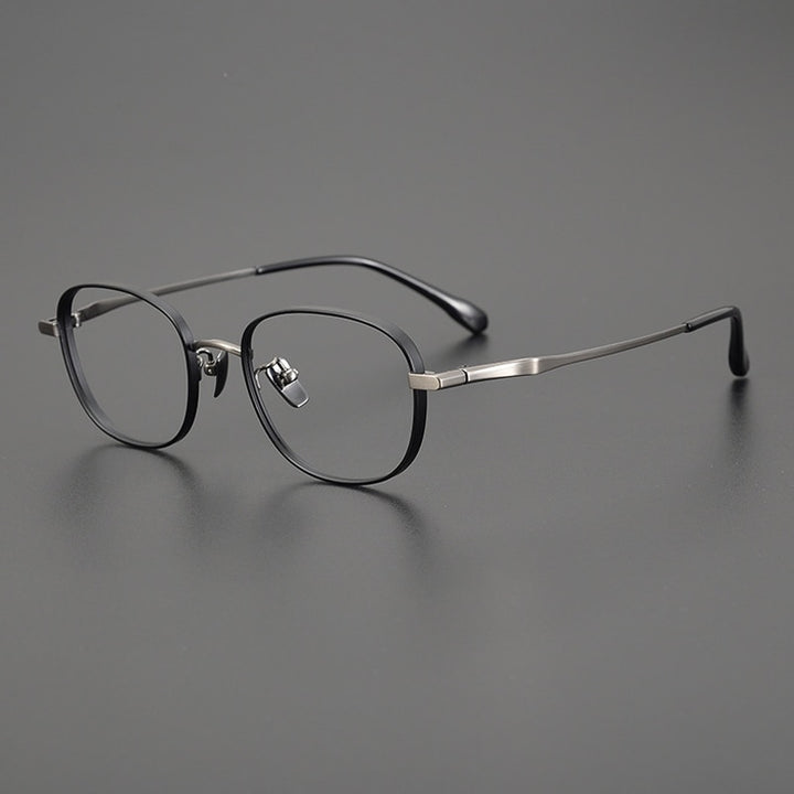 Gatenac Unisex Full Rim Small Square Titanium Eyeglasses Gxyj1025 Full Rim Gatenac Black Gun