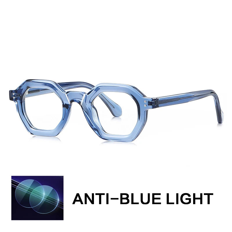 Gatenac Unisex Full Rim Polygon Tr 90 Titanium Reading Glasses Gxy2050