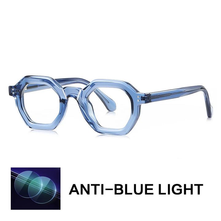 Gatenac Unisex Full Rim Polygon Tr 90 Titanium Reading Glasses Gxy2050