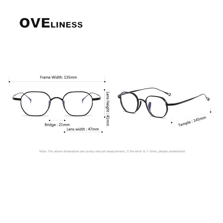 Oveliness Women's Full Rim Square Polygon Titanium Eyeglasses 9917 Full Rim Oveliness