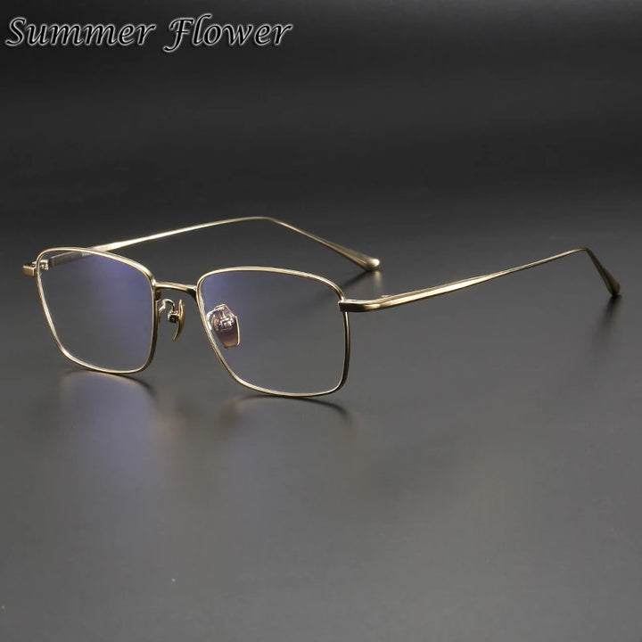 Summer Flower Men's Full Rim Polygon Square Titanium Eyeglasses 40140