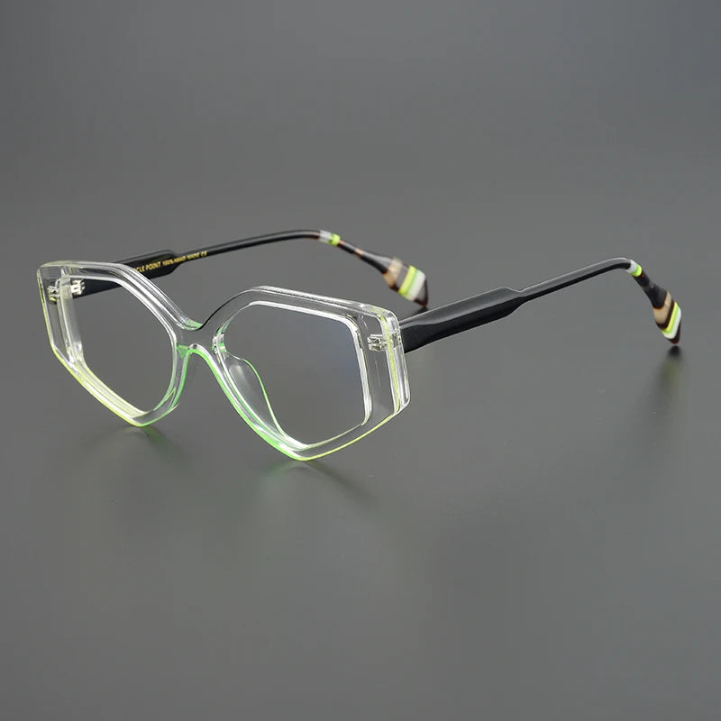 Nobler Unisex Full Rim Irregular Oval Cat Eye Acetate Eyeglasses 19256 Full Rim Nobler C3