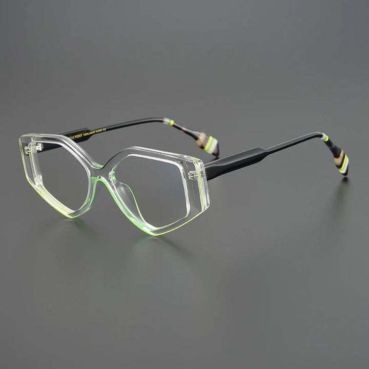 Nobler Unisex Full Rim Irregular Oval Cat Eye Acetate Eyeglasses 19256 Full Rim Nobler C3