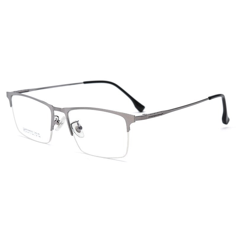 Yimaruili Men's Semi Rim Large Square Alloy Eyeglasses K9113 Semi Rim Yimaruili Eyeglasses Gun