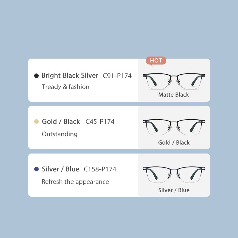 Zirosat Men's Semi Rim Square Tr 90 Titanium Eyeglasses St6212 Semi Rim Zirosat