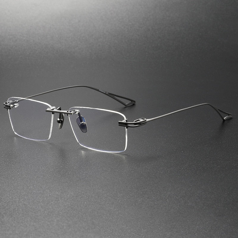 CCspace Unisex Rimless Square Titanium Eyeglasses 56511 Rimless CCspace Gun
