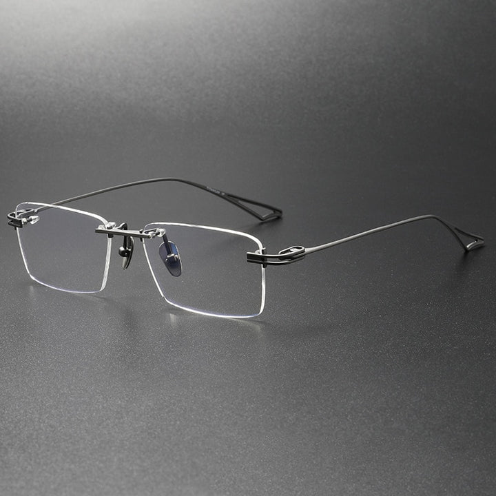CCspace Unisex Rimless Square Titanium Eyeglasses 56511 Rimless CCspace Gun