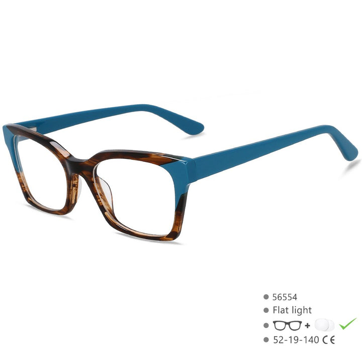 CCspace Unisex Full Rim Square Cat Eye Acetate Fiber Eyeglasses 56554 Full Rim CCspace C8Green