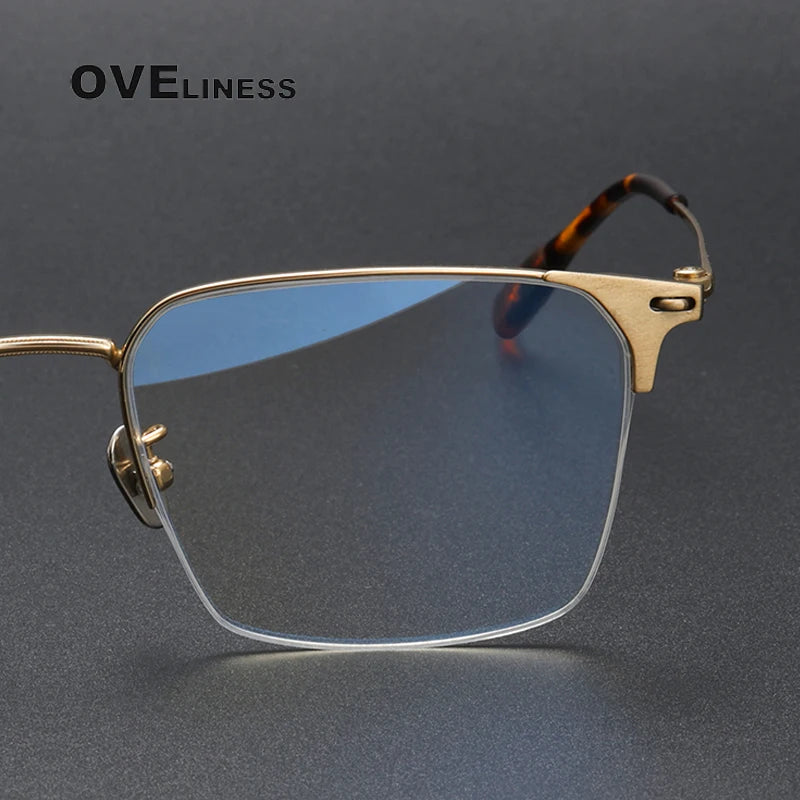 Oveliness Men's Semi Rim Square Titanium Eyeglasses 8107 Semi Rim Oveliness