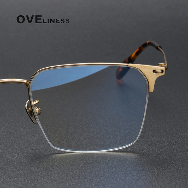 Oveliness Men's Semi Rim Square Titanium Eyeglasses 8107 Semi Rim Oveliness