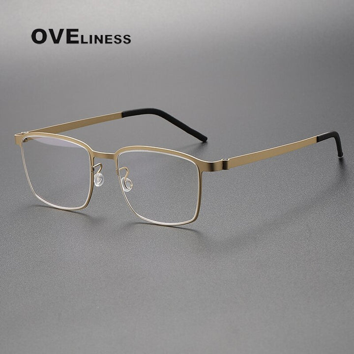Oveliness Unisex Full Rim Square Titanium Eyeglasses 9619 Full Rim Oveliness gold  