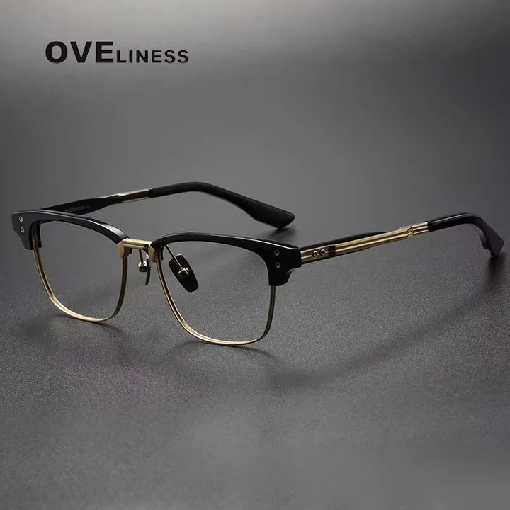 Oveliness Unisex Full Rim Square Acetate Titanium Eyeglasses 614132