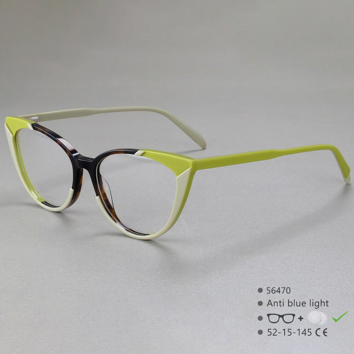 CCspace Women's Full Rim Cat Eye Acetate Eyeglasses 56470 Full Rim CCspace C3Green